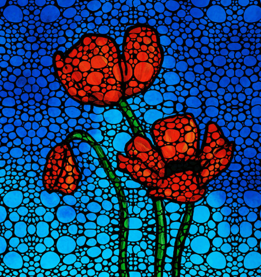  Stone Rock'd Poppies By Sharon Cummings