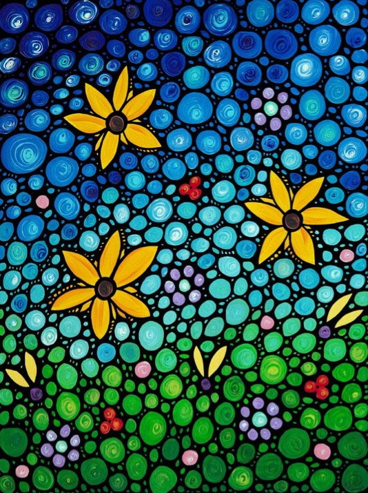 Spring Maidens frolick in color and enchante the senses by @terracegallery #blue #yellow #art