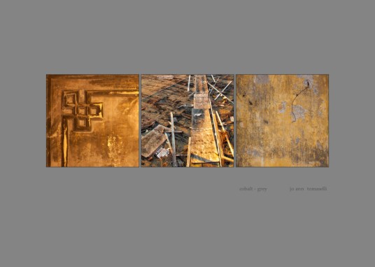 cobalt-grey Triptych Image Art 3 gold colored images combined to make a beautiful tryptic for-sale online best buy