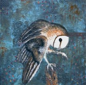 Abstract owl painting by Laura Carter