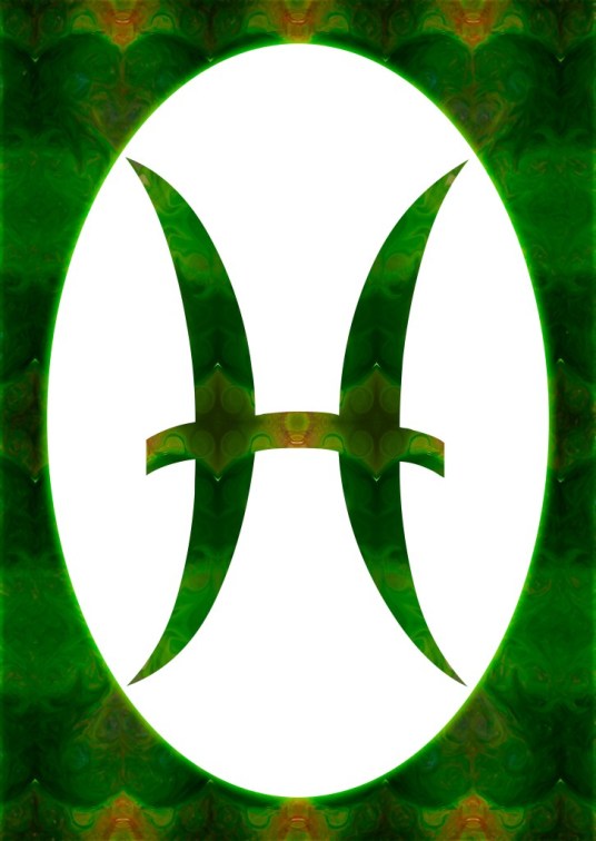 Pices Symbol and Heart Chakra Abstract Spiritual Artwork by Omaste Witkowski owFotoGrafik.com